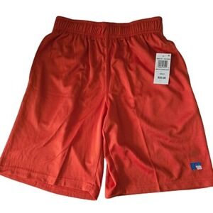 Russell Athletic Shorts Mens Small Orange Training Mesh 9 Inch Inseam Pockets
